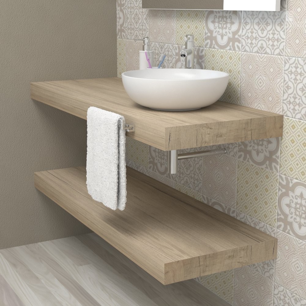 Mensola lavabo bagno - top mensolone legno Quercia sherwood