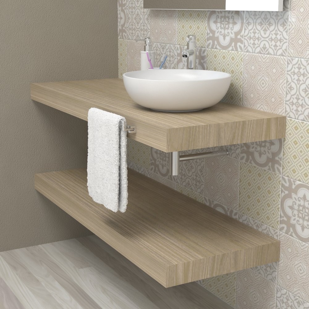 Mensola lavabo bagno - top mensolone legno Rovere rock