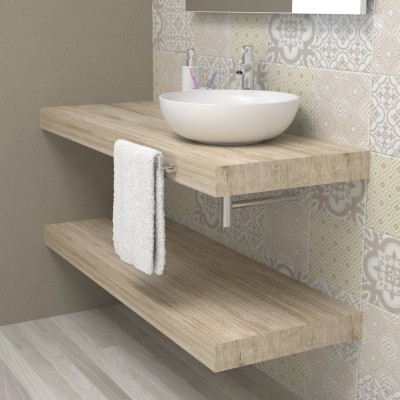 Mensola lavabo bagno - top mensolone legno Rovere vintage