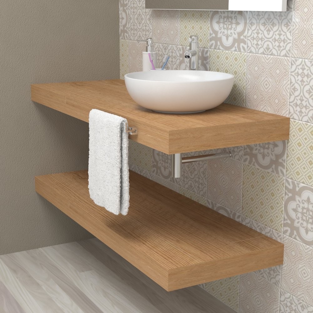 Mensola lavabo bagno - top mensolone legno Rovere HUB