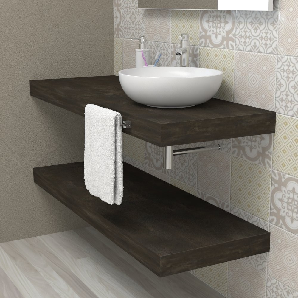 Mensola lavabo bagno - top mensolone legno Vulcanic