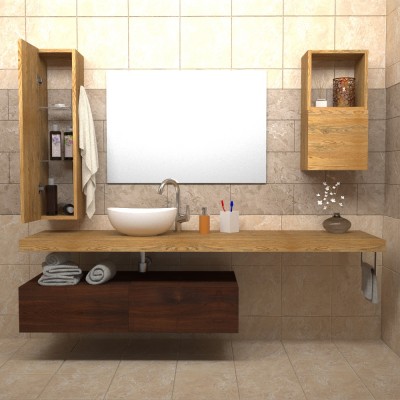 Mensola per lavabo in legno massello - Vecaetagere