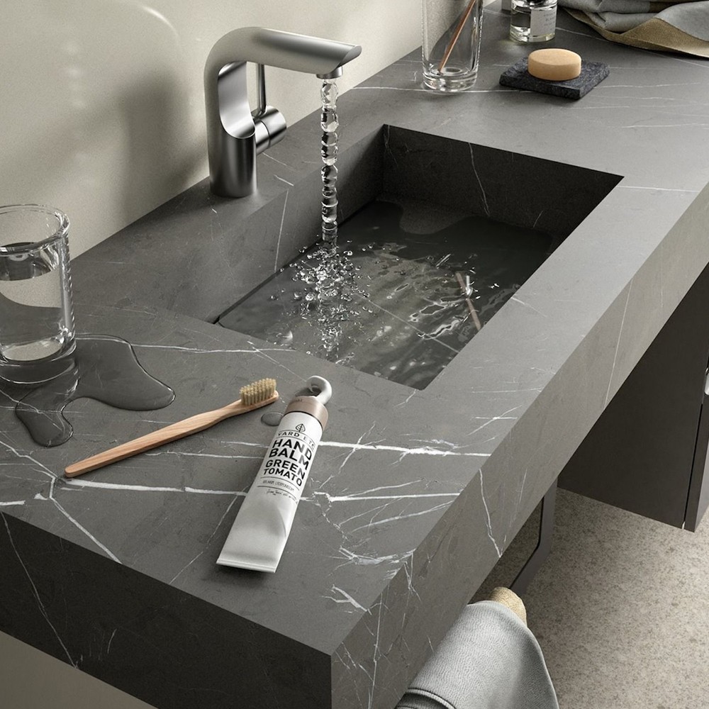 Shelf with integrated sink Stone Gray marble - bathroom furniture