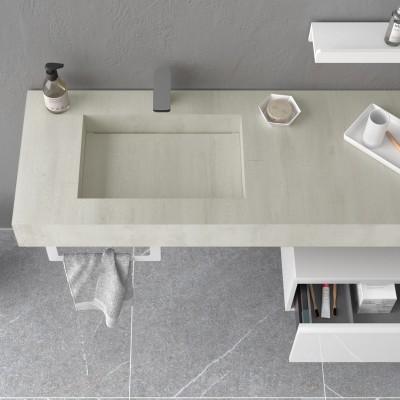 Mensola con lavabo integrato Stone Cemento - mobili bagno