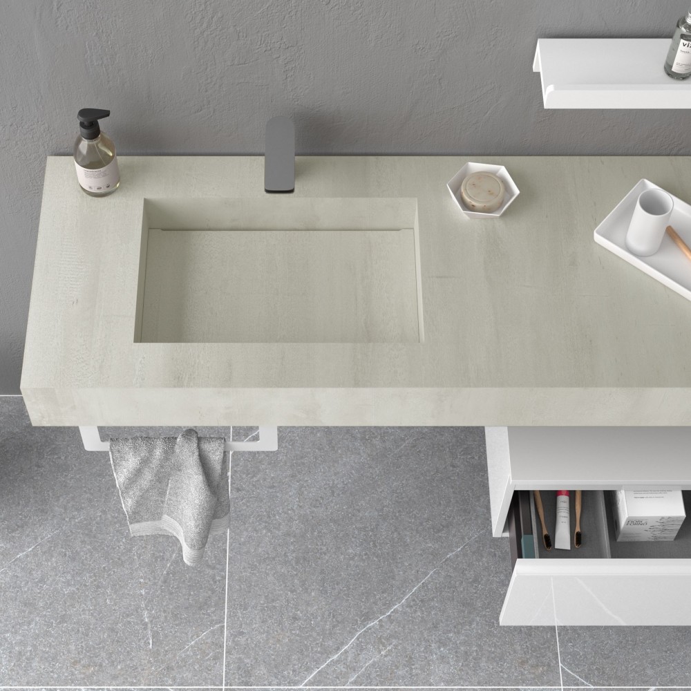 Mensola con lavabo integrato Stone Cemento - mobili bagno